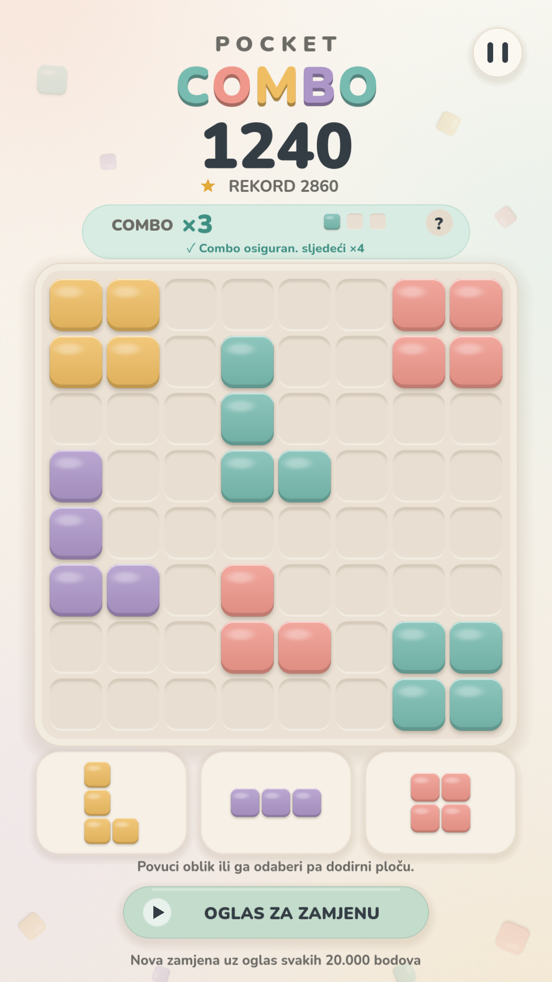 Pocket Combo: ploča s pastelno obojenim blokovima
